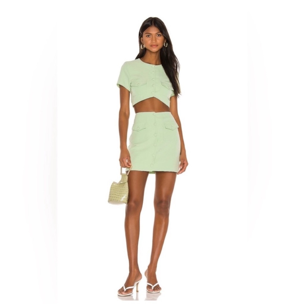 Song of Style Gala Crop Top & Skirt Set in Green Tea